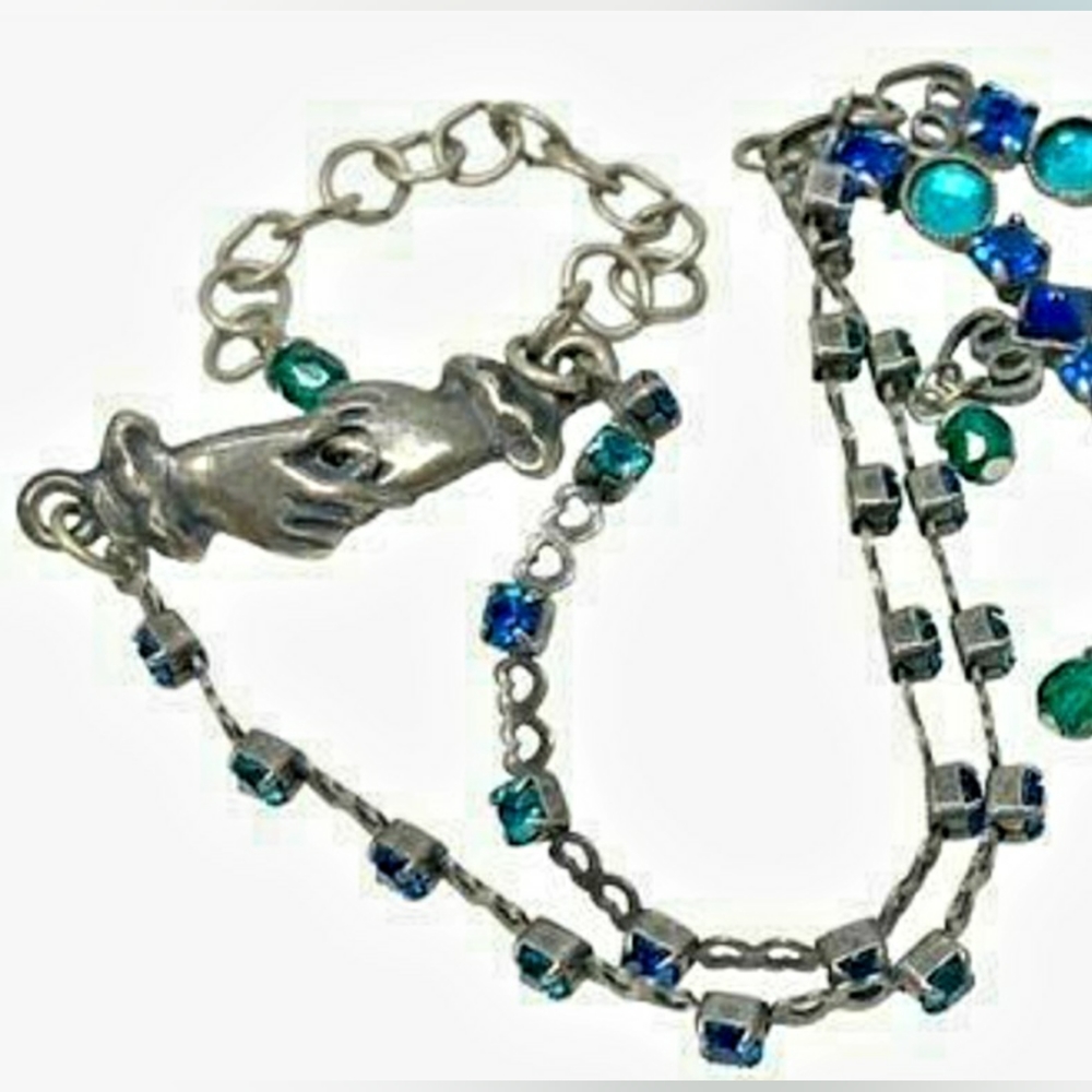 Mermaid Mary DeMarco Cat's Eye, Crystal & Rhinestone Chevron Ocean Necklace - Picture 11 of 15
